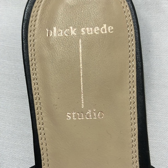NWOT Black Suede Studio Black Strap Sandels - Picture 2 of 5